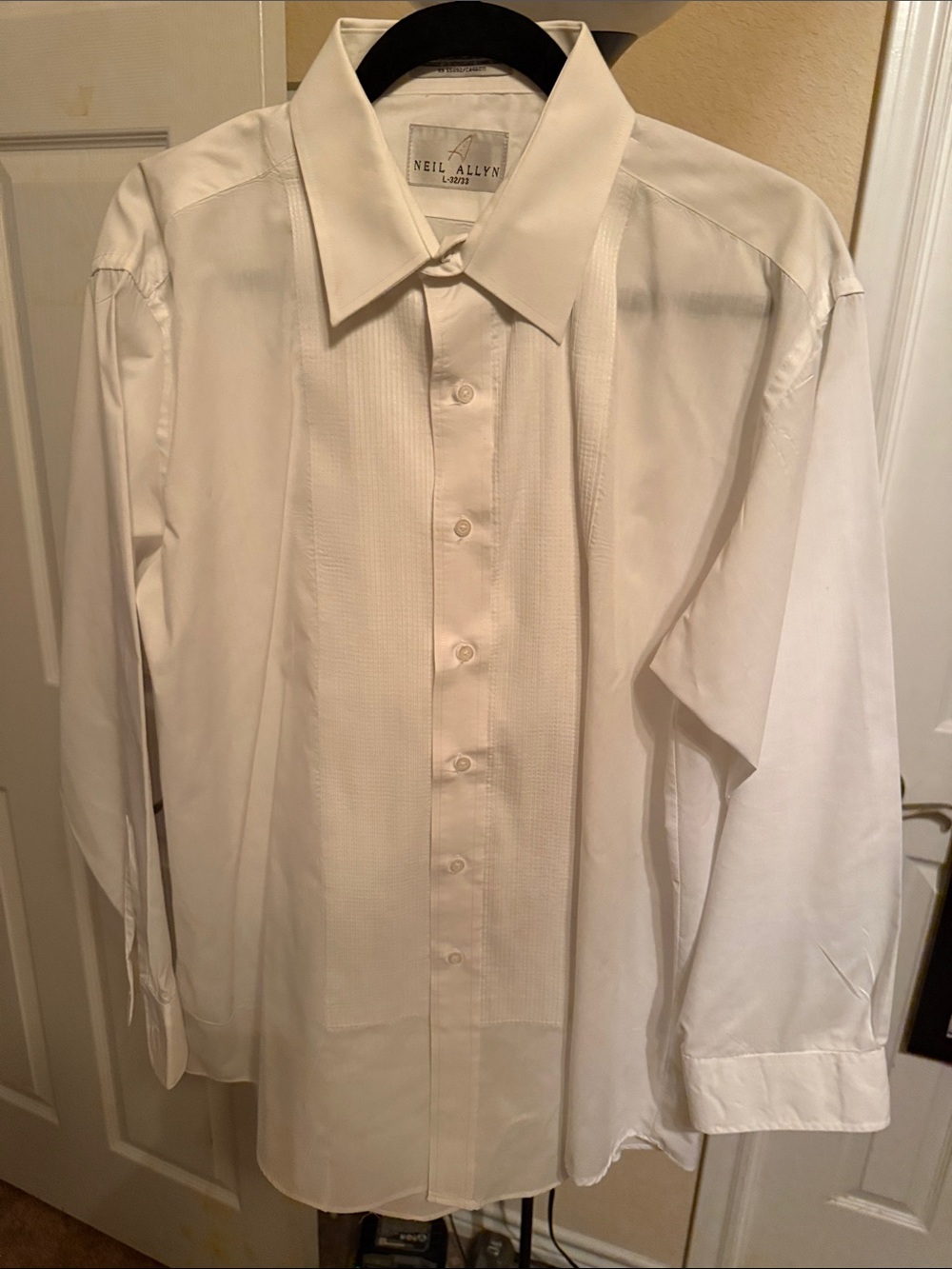 Neil Allyn White Mens Tuxedo Dress Shirt - Long Sleeve Formal